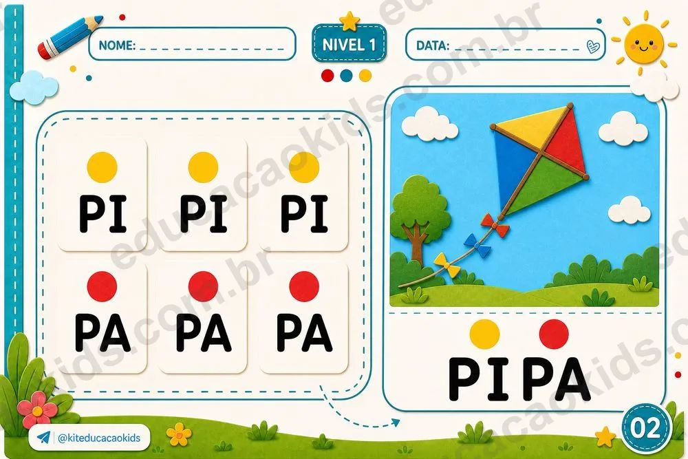 Página do kit: PIPA. Nível 1 · 2 sílabas